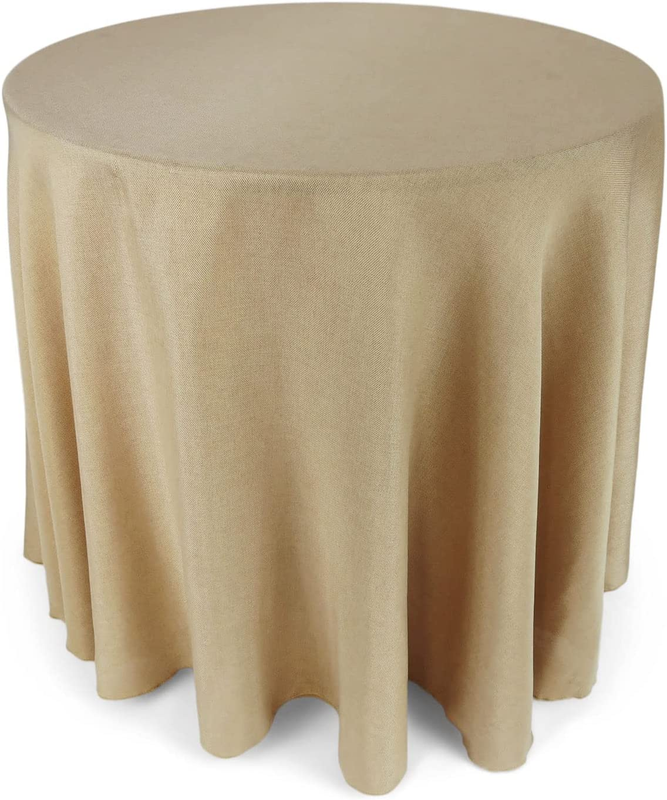 108 Inch round Natural Brown Polyester Burlap Tablecloth Faux Jute Table Cover