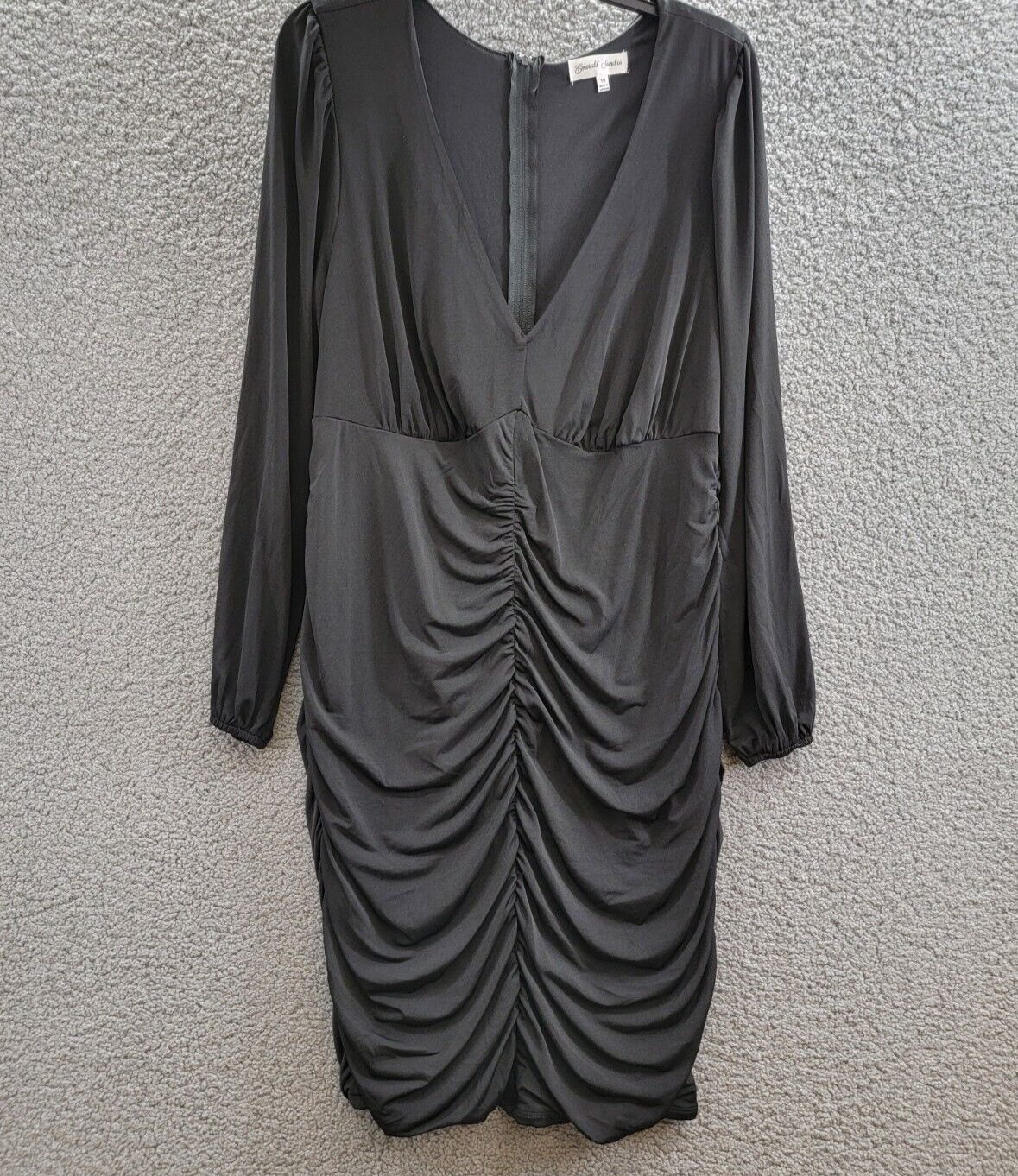 Emerald Sundae Trendy Plus Size Ruched Bodycon Dress Women's 18 Black Back Zip - Picture 2 of 17