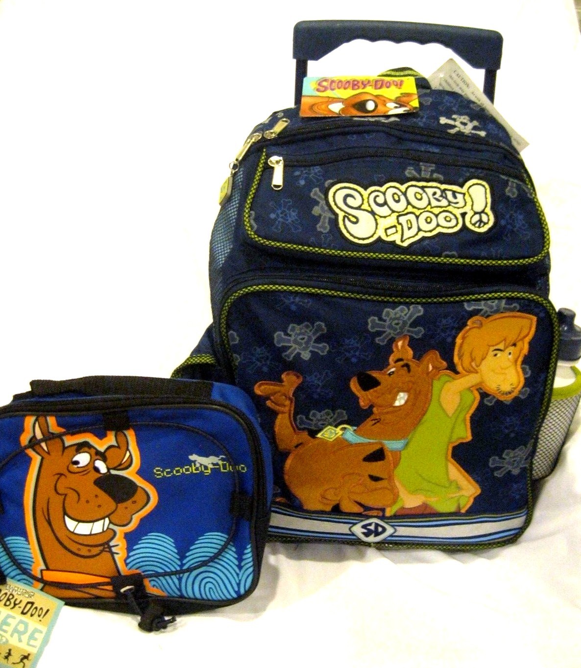 rolling book bag with lunch box
