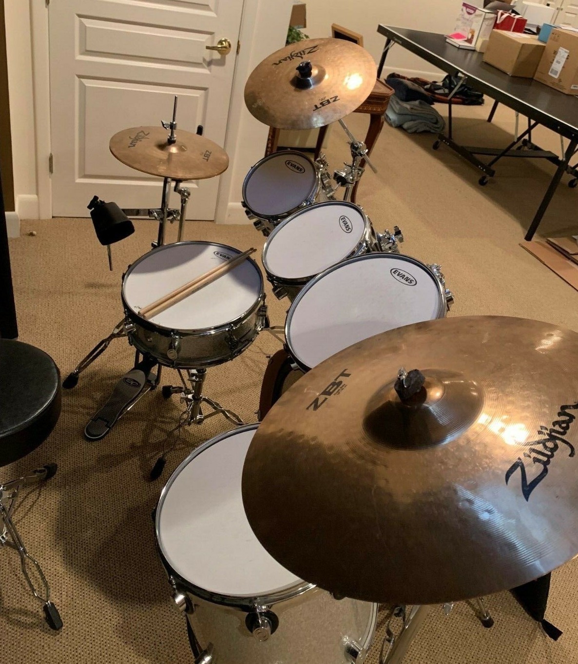 Pacific PDP CX 6 piece silver sparkle drum kit w/ hardware & Cymbals