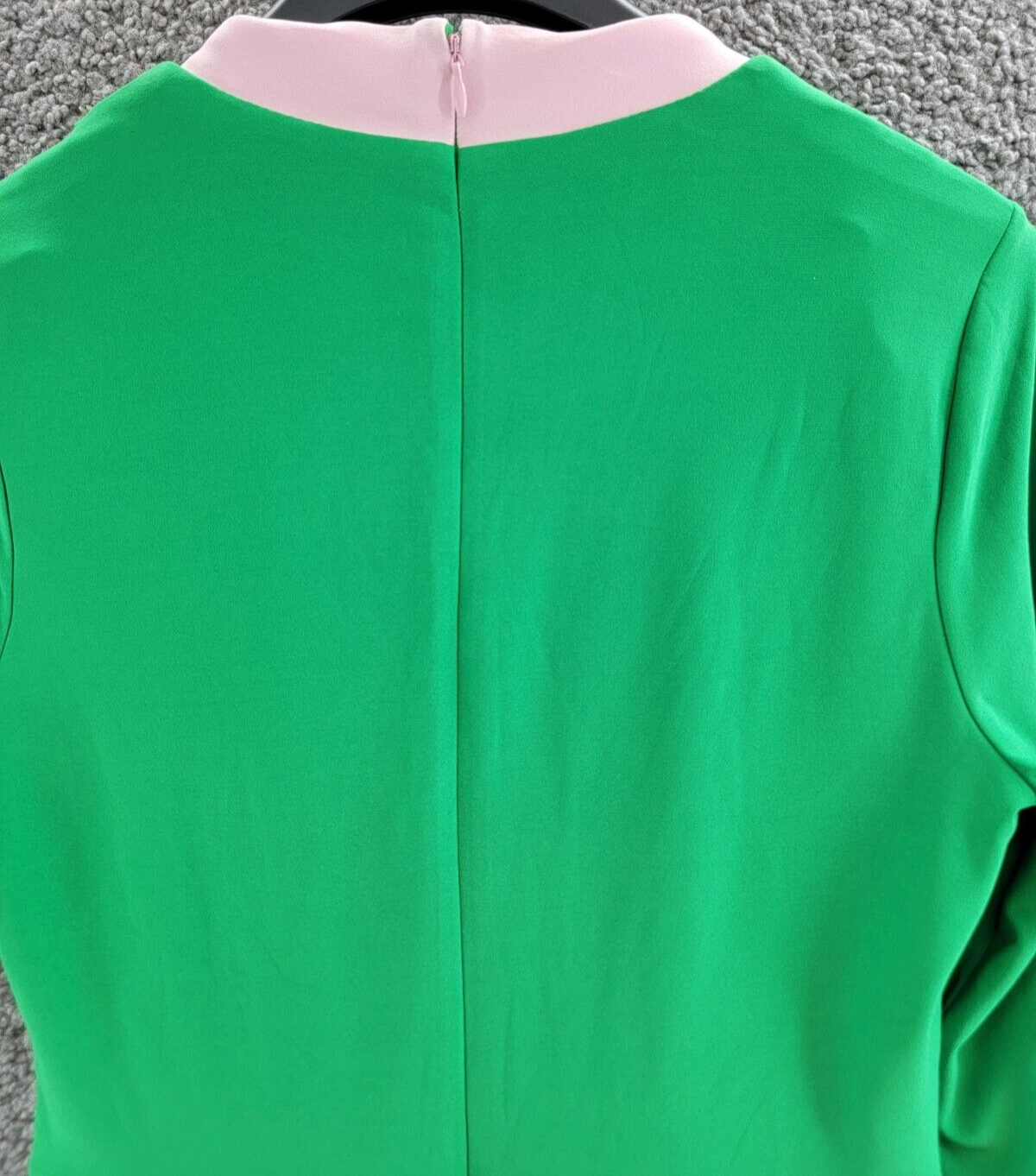 Kasper Colorblocked Faux-Wrap Sheath Dress Women's S Green/Pink Back Zip Closure - Picture 13 of 17