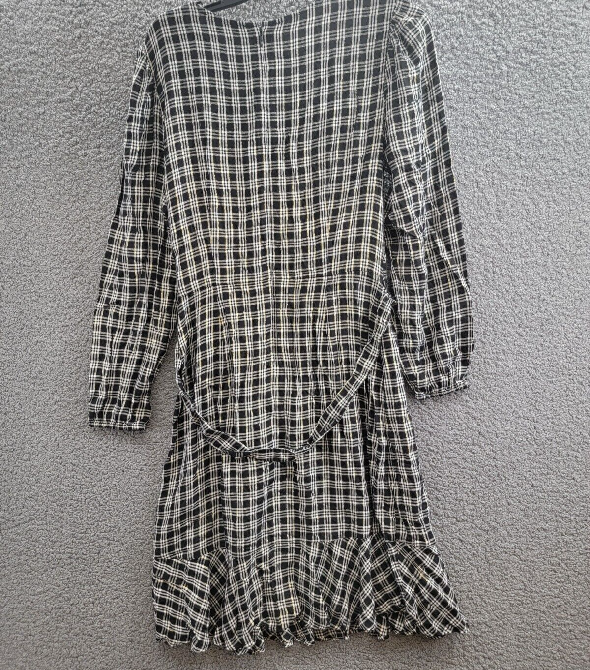 Tommy Hilfiger Check Ruffle-Hem Wrap Dress Women's 10 Black Multi Zip Closure - Picture 10 of 16