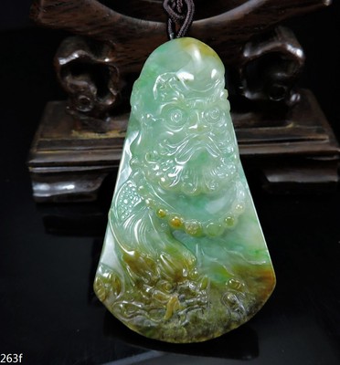 Certified Grade A Carved Green ice Jadeite jade Pendant oval flower Natural jadeite pendant,handmade engraving Amulet Pendant Gemstone Bead