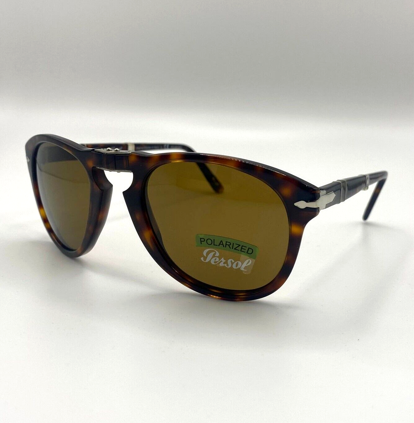 Pre-owned Persol Po0714 Sunglasses 24/57 Folding Havana/crystal Brown Polarized Lens 52mm