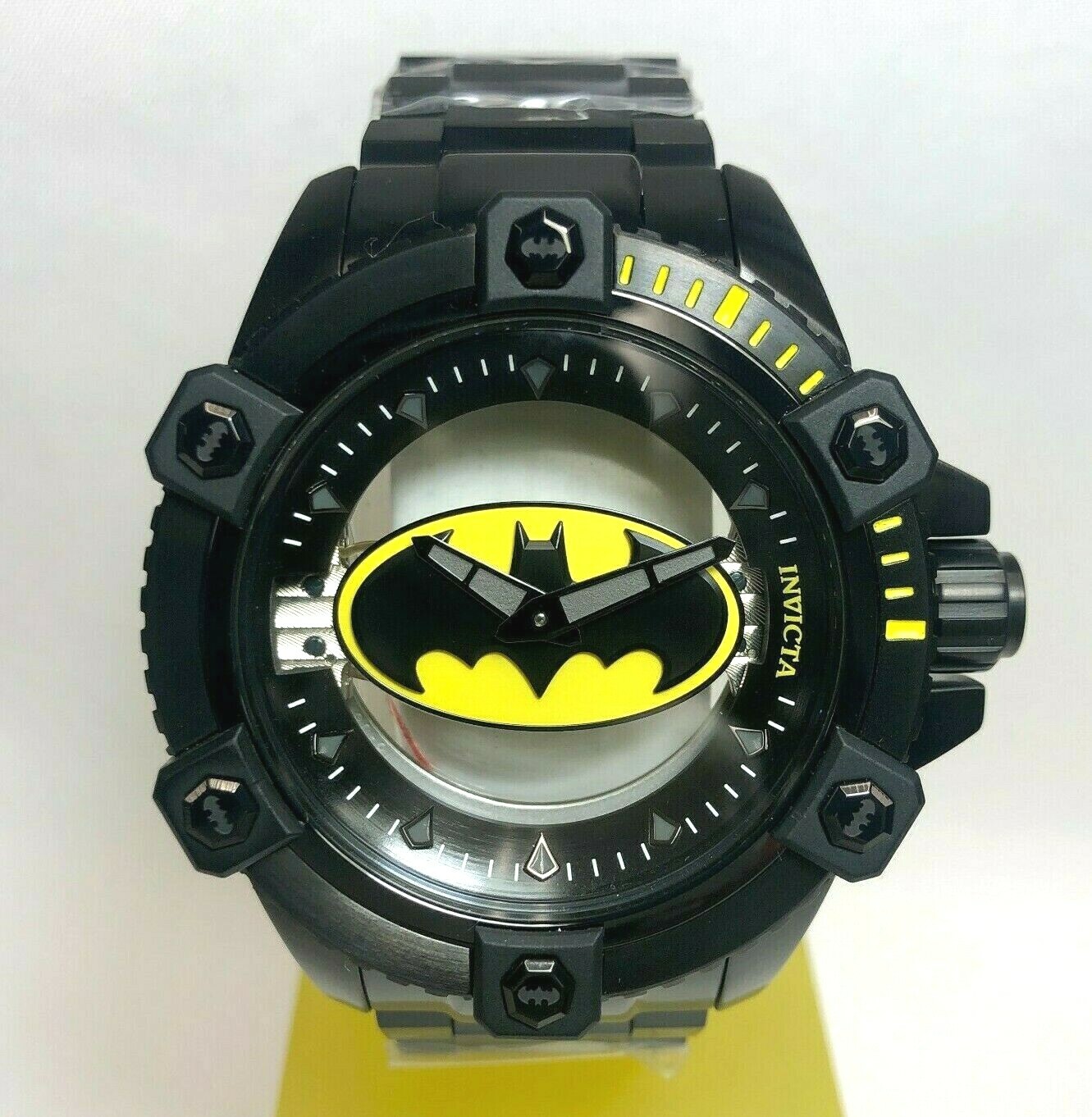 Pre-owned Invicta 26844 Dc Comics Batman Mens 48mm Black Octane Ghost Mech. Bracelet Watch