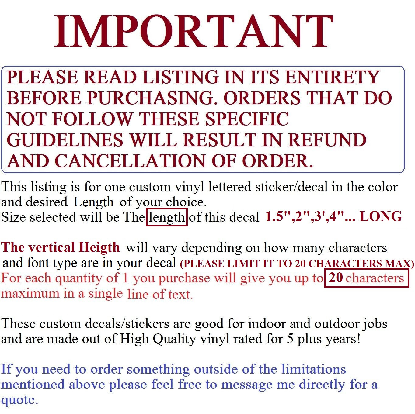 Personalized Custom Text Vinyl Lettering Sticker Decal, ANY TEXT - ANY NAME - [4