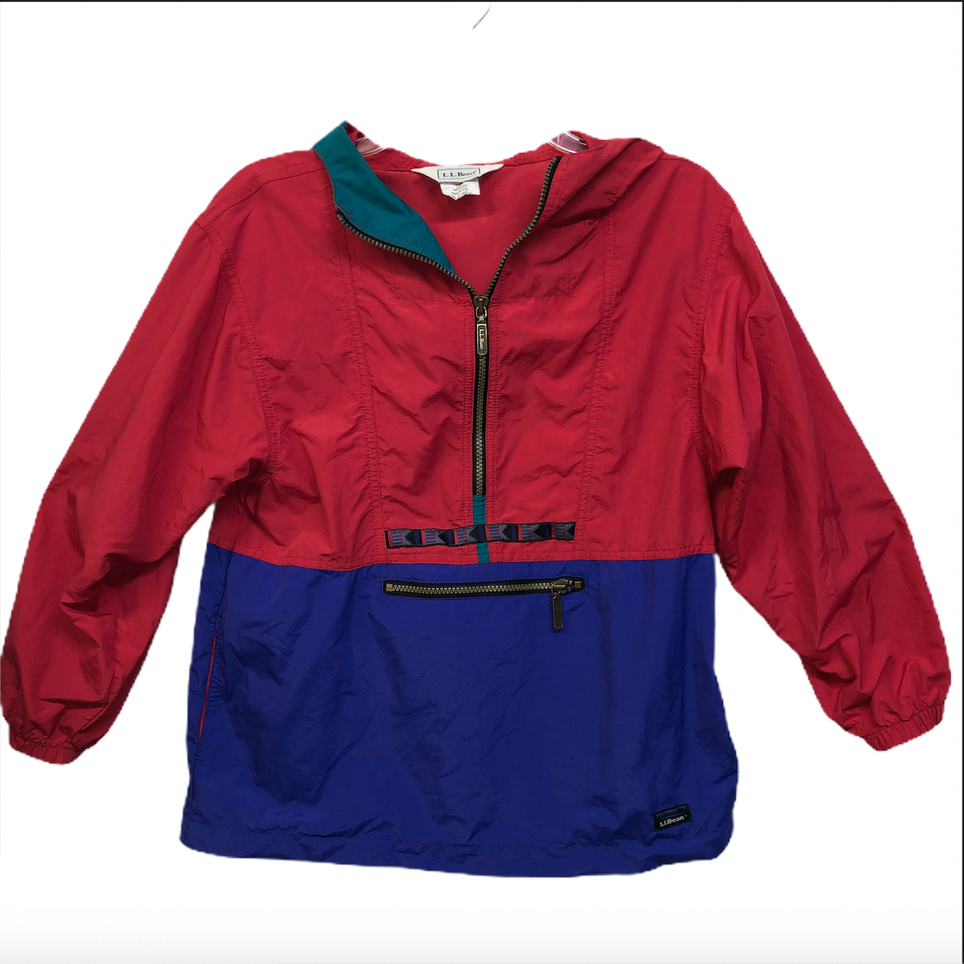 Vintage 90s LL Bean Pull Over 1/4 Zip Anorak Jacket Red