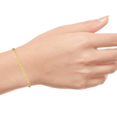 Pre-owned Nuragold 14k Yellow Gold Solid 5mm Womens Mariner Anchor Flat Link Chain Bracelet 7"