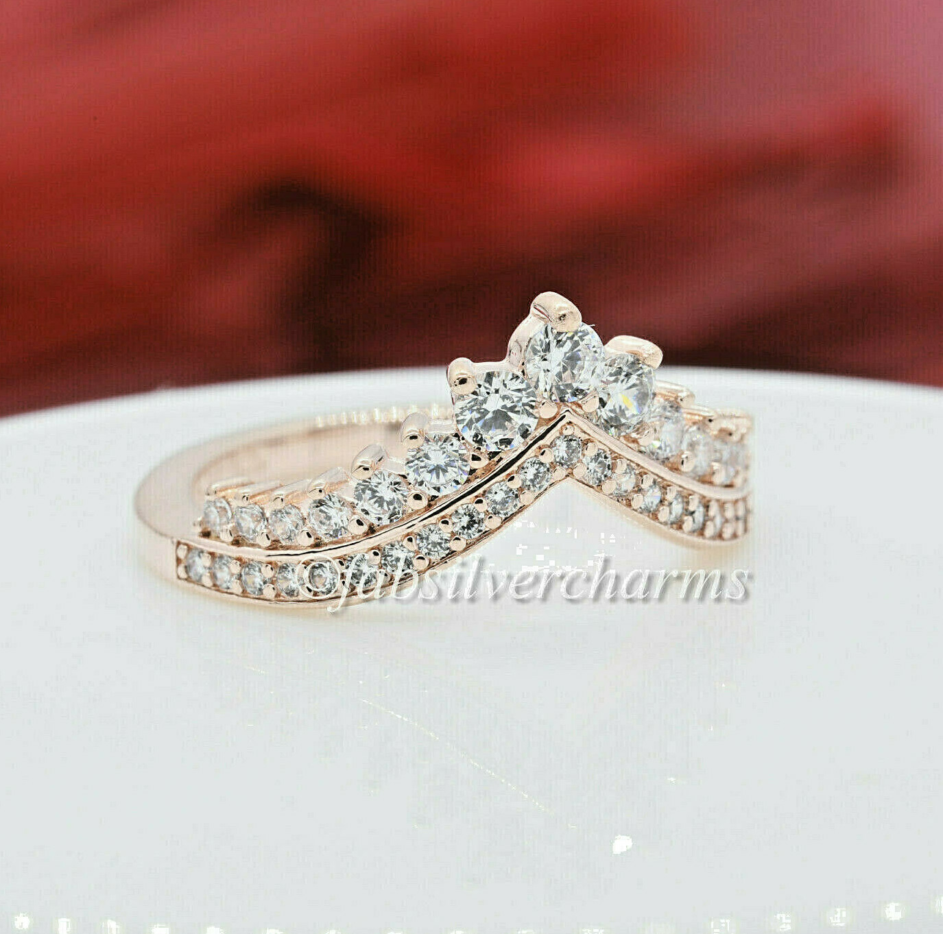 Authentic PANDORA Rose Gold Princess Wishbone Crown Ring