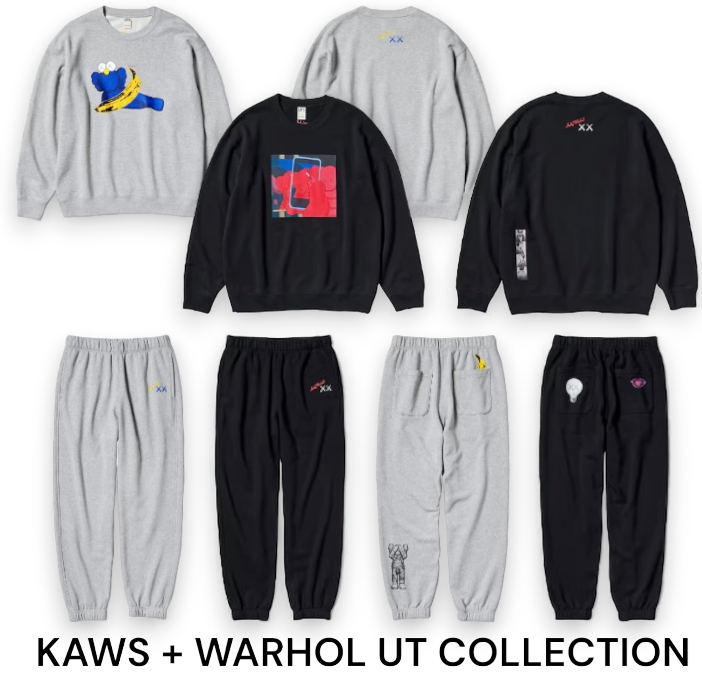 Uniqlo KAWS + WARHOL COLLECTION Sweatshirts Sweatpants Black Uniqlo KAWS + WARHOL COLLECTION Sweatshirts Sweatpants Black