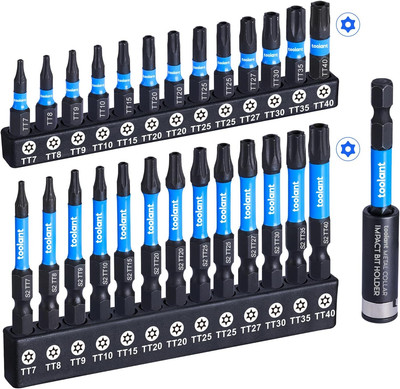 Impact Torx Bit Set 27Pcs (TT7-TT40), S2 Steel Security Torx Bit Set,