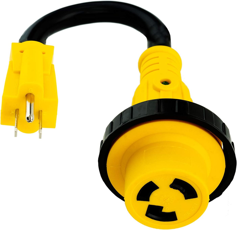 PTR0133 Heavy Duty RV Dogbone Electrical Power Plug Adapter Converter 15 Amp Mal