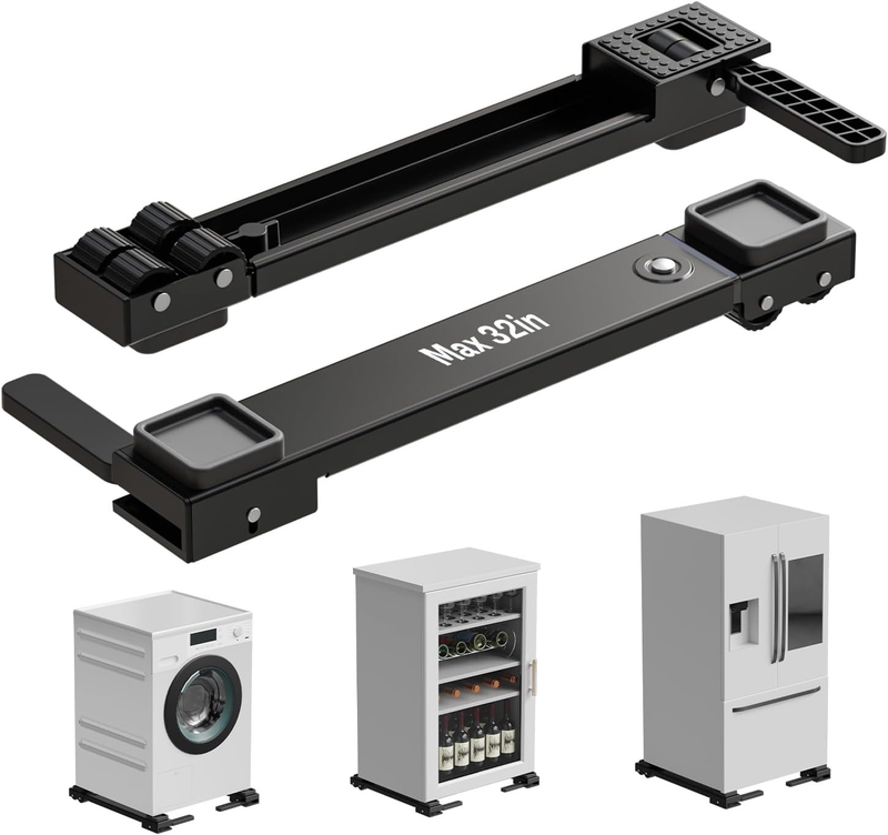 Appliance Rollers Heavy Duty,Newest Extendable Appliance Sliders,Liftable Washing Machine Base,Easily Move Washer and Dryer Machines,Refrigerators,Furniture-Black