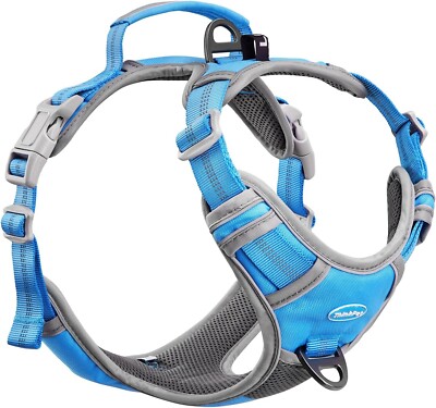 ThinkPet No-Pull Dog Harness Breathable Harness Reflective Handle Blue XL