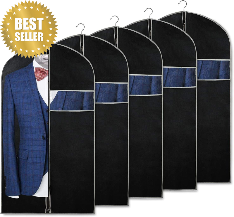 43 Inch Black Foldable Breathable Garment Cover Suit Bags for Storage and Travel