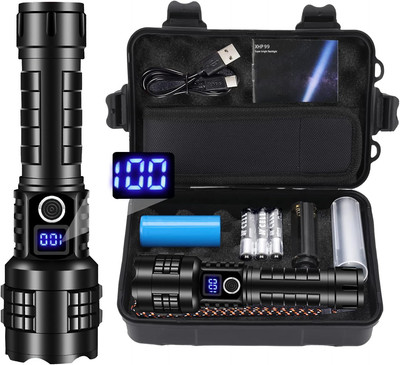 Linterna LED Recargables Tacticas Militar de Alta Potencia de Bateria Flashlight