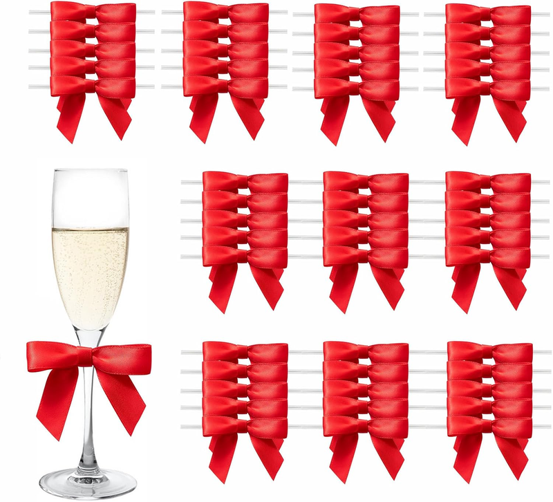 50 Mini Bows Decor Small Satin Ribbon Bow Decorations for Gift Wrapping Birthday