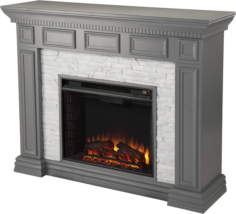 Dakesbury Faux Stacked Stone 50" Electric Fireplace, Gray