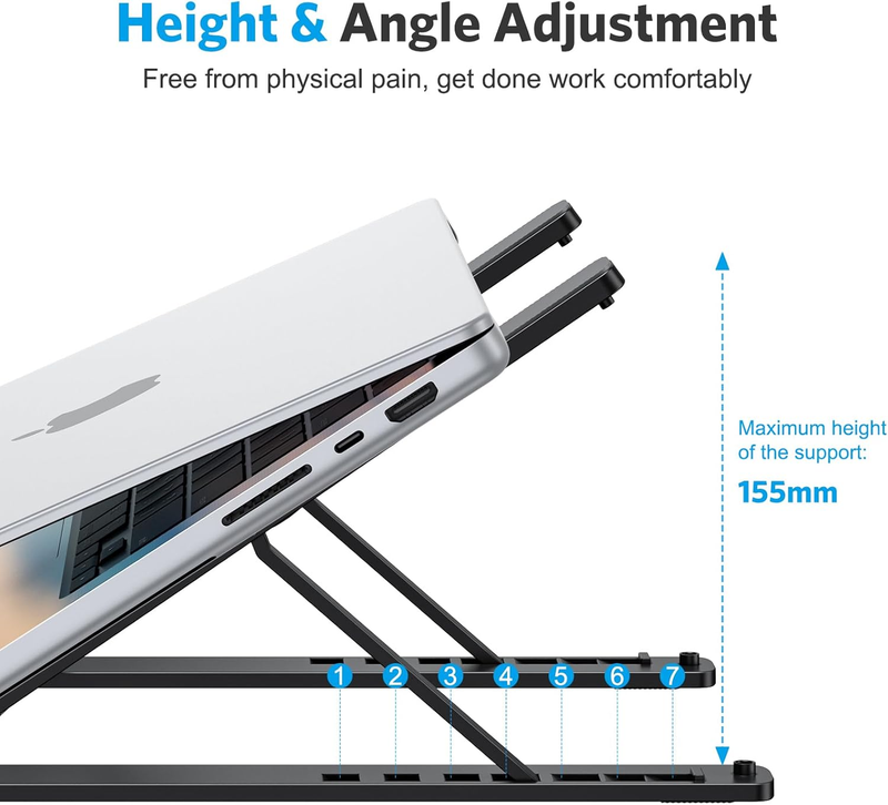 Laptop Stand,  Laptop Stand for Desk Ergonomic 7-Levels Angles Adjustable Comput
