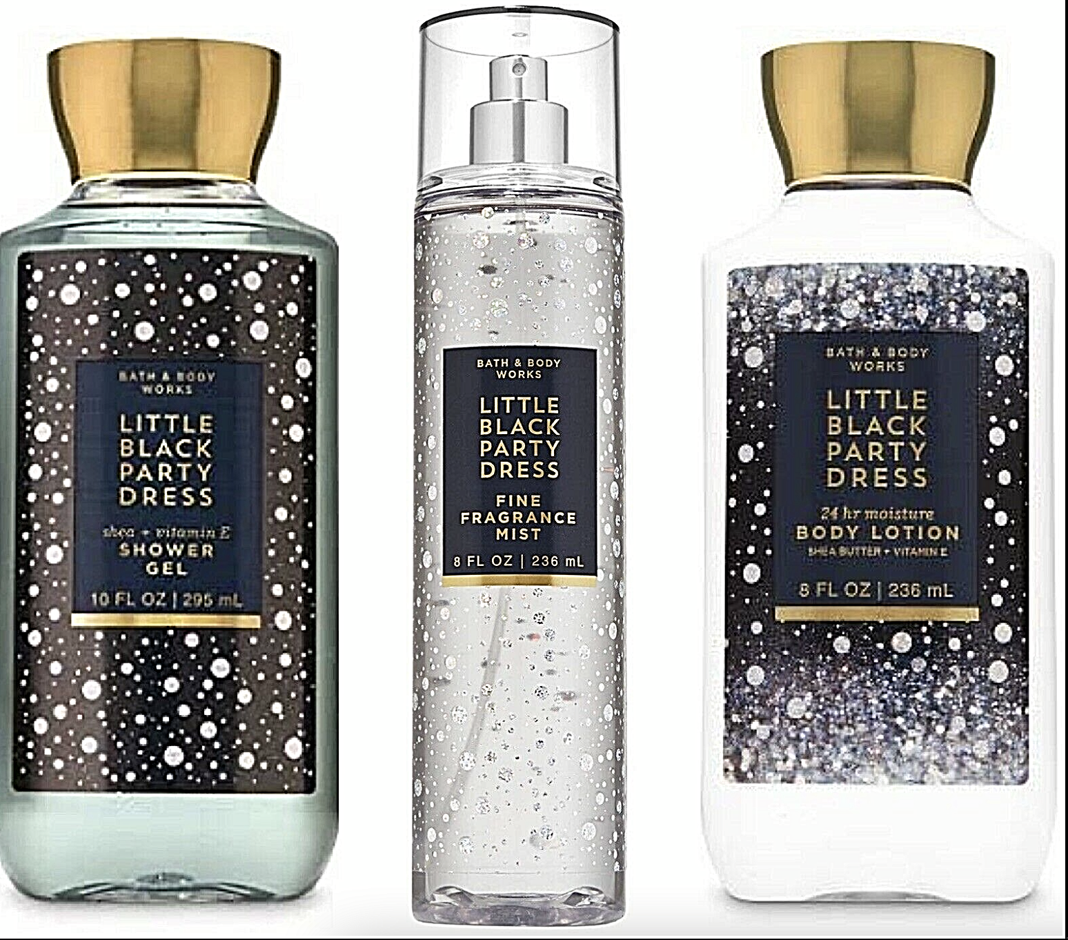 3 PC SET BATH & BODY WORKS LITTLE BLACK PARTY DRESS BODY