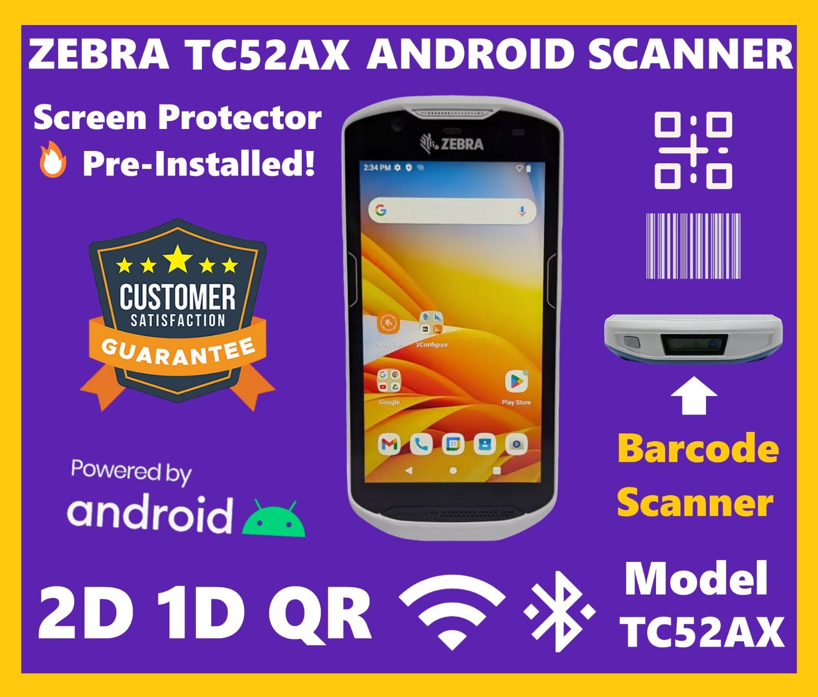Win10 T552/1000M/4G/750G/BD/WLAN/カメラ/ Zebra TC5 Series Mobile Computer - TC52ax-HC - Health Care