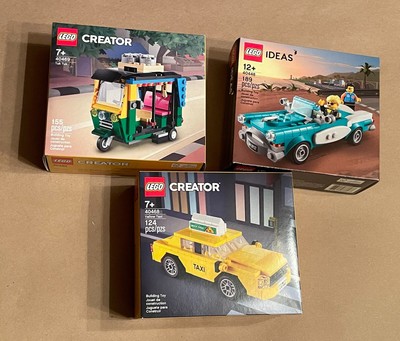 LEGO Creator 40468 Yellow Taxi, 40469 Tuk Tuk & Ideas 40448 Vintage Car ALL NEW