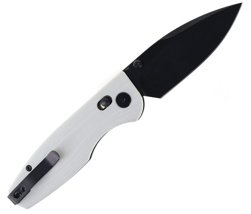 CMB Predator Folding Knife White G10 Handle 14C28N Plain Black Blade CMB-08WB