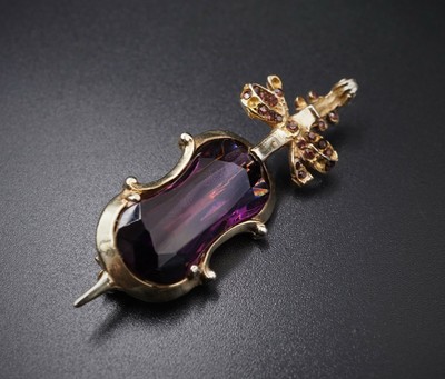 Hess Appel JOLLE Sterling Silver Fancy Cystal Cello Music Pin Brooch 2