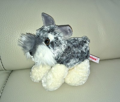 pucci pups pink and white plush bag and schnauzer