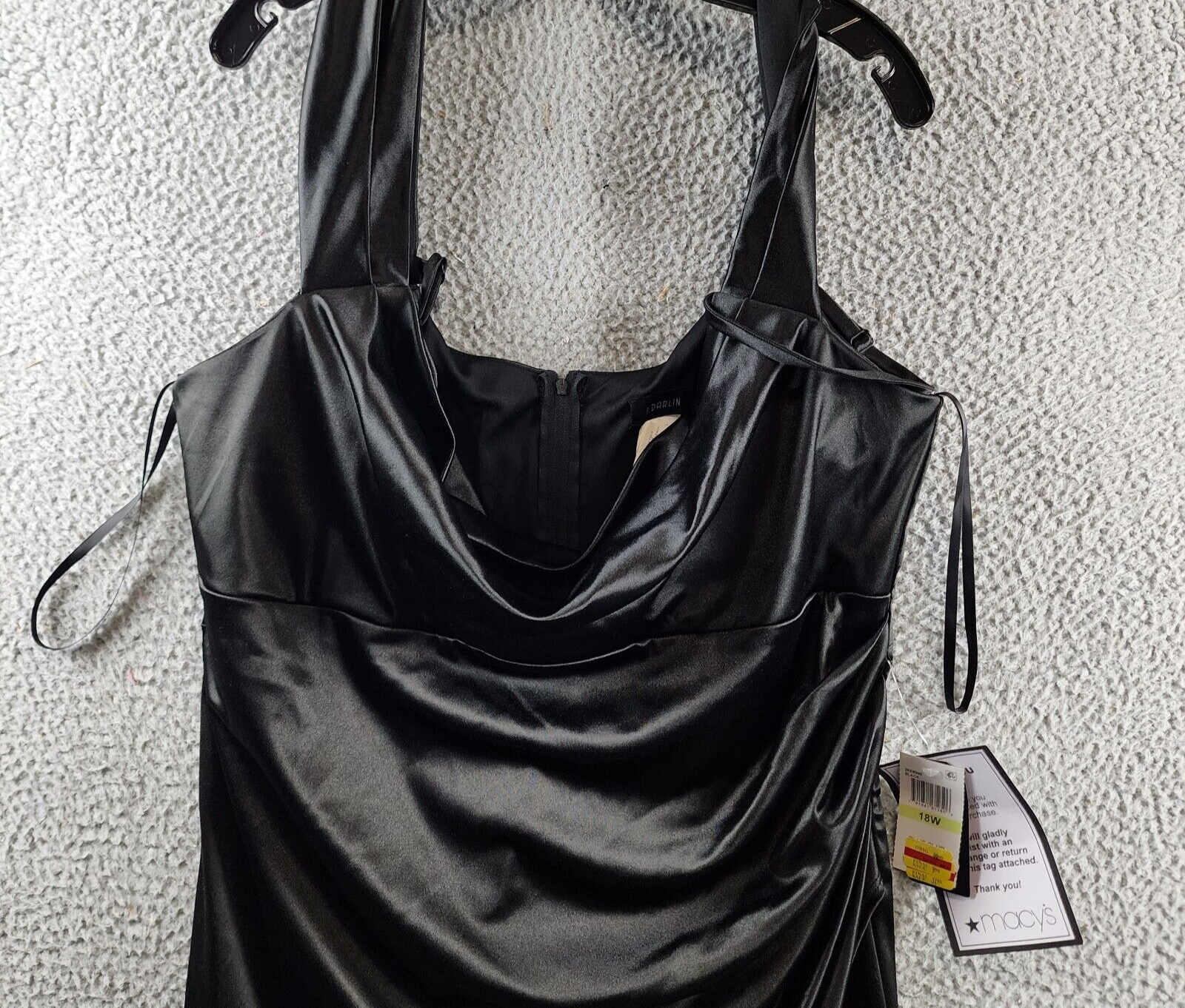 B Darlin Trendy Plus Size Off-Shoulder Spaghetti-Strap Dress Women's 18W Black - Picture 3 of 12