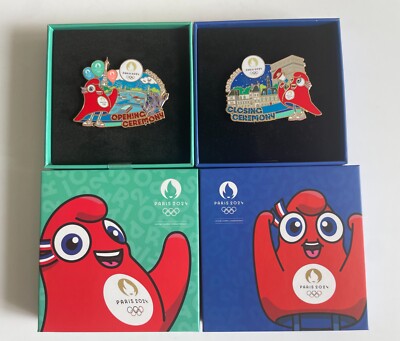 Paris 2024 Olympic Official Opening Closing ceremonies Pins Set Badge