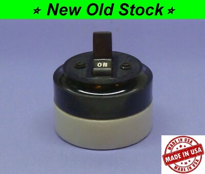 Vintage Round Toggle Light Switch Single-Pole ON/OFF Bakelite/Porcelain Paulding