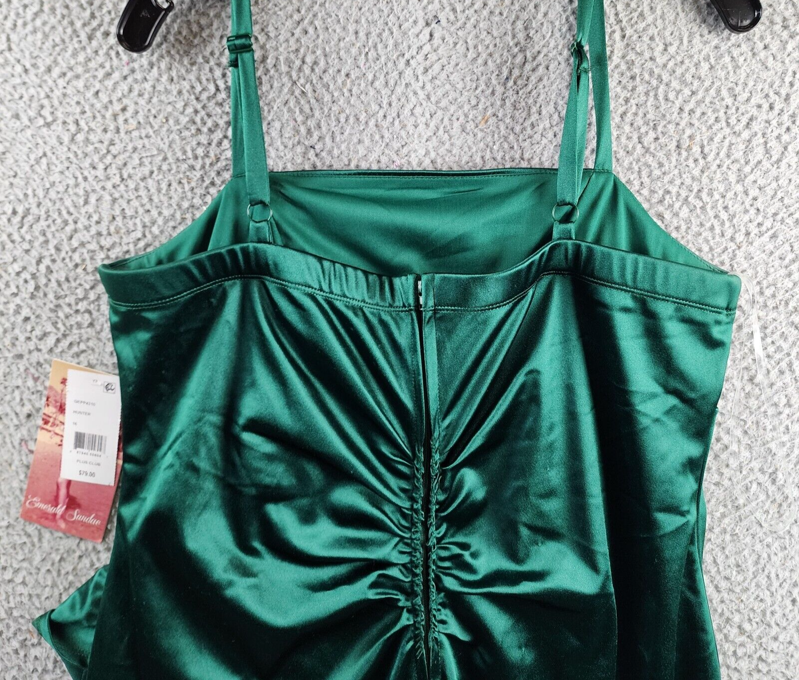 Emerald Sundae Trendy Plus Size Ruffled Midi Dress Women's 16 Hunter Back Zip - Picture 13 of 14