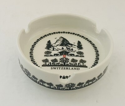 Switzerland Collector Ashtray by Splash Arts White Black Designs Alps Scenery