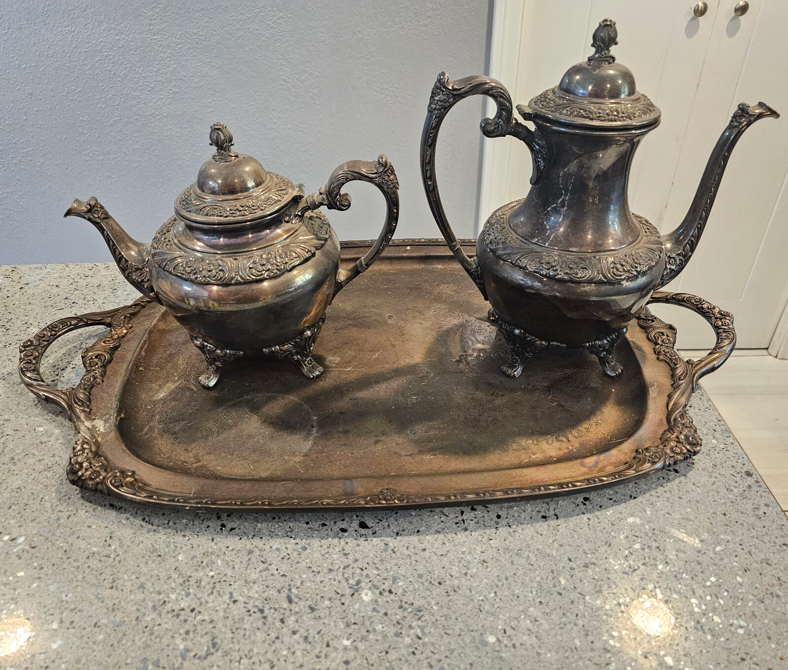 Vintage 1847 Rogers Bros HERITAGE Silverplate Tea Set with