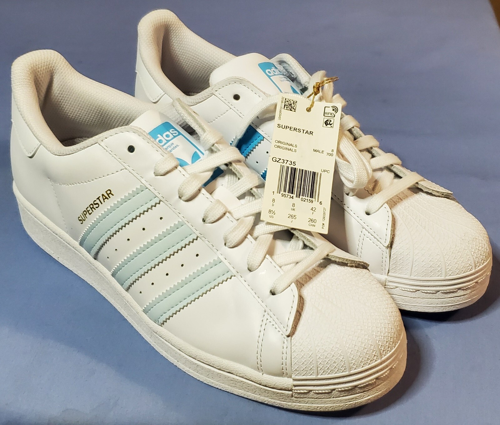adidas SUPERSTAR Cloud White Sky Tint Sky Rush GZ3735 Men's adidas SUPERSTAR Cloud White Sky Tint Sky Rush GZ3735 Men's