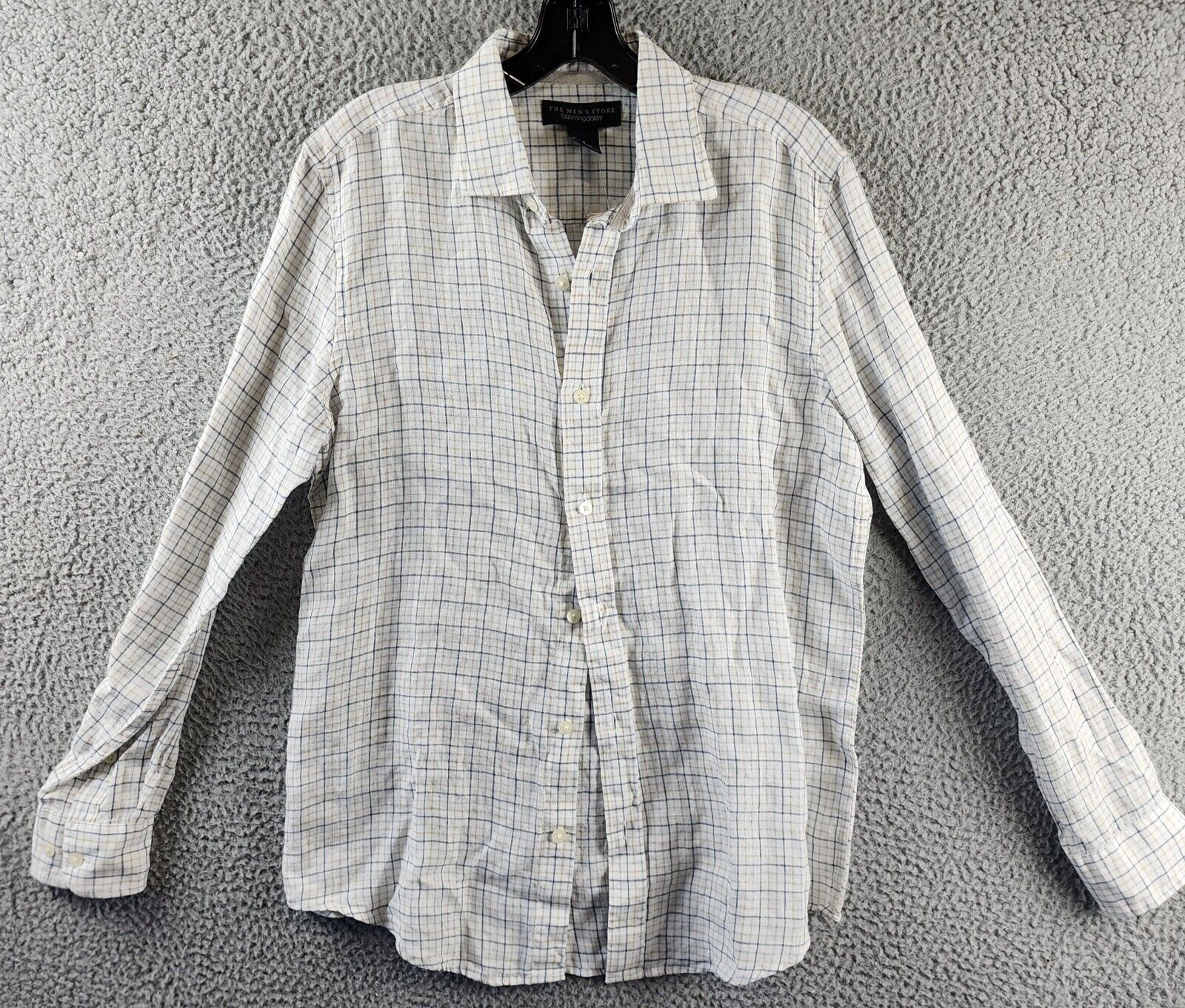 THE MEN'S STORE AT BLOOMINGDALE'S Linen Button Down Shirt Men's S Blue Combo - Picture 1 of 12