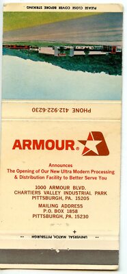 Armour Processing and Distribution Facility, Pittsburgh, Pennsylvania Matchbook
