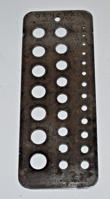 Vtg. General Hardware Mfg. Co. No. 14 Jobbers Drill Gauge