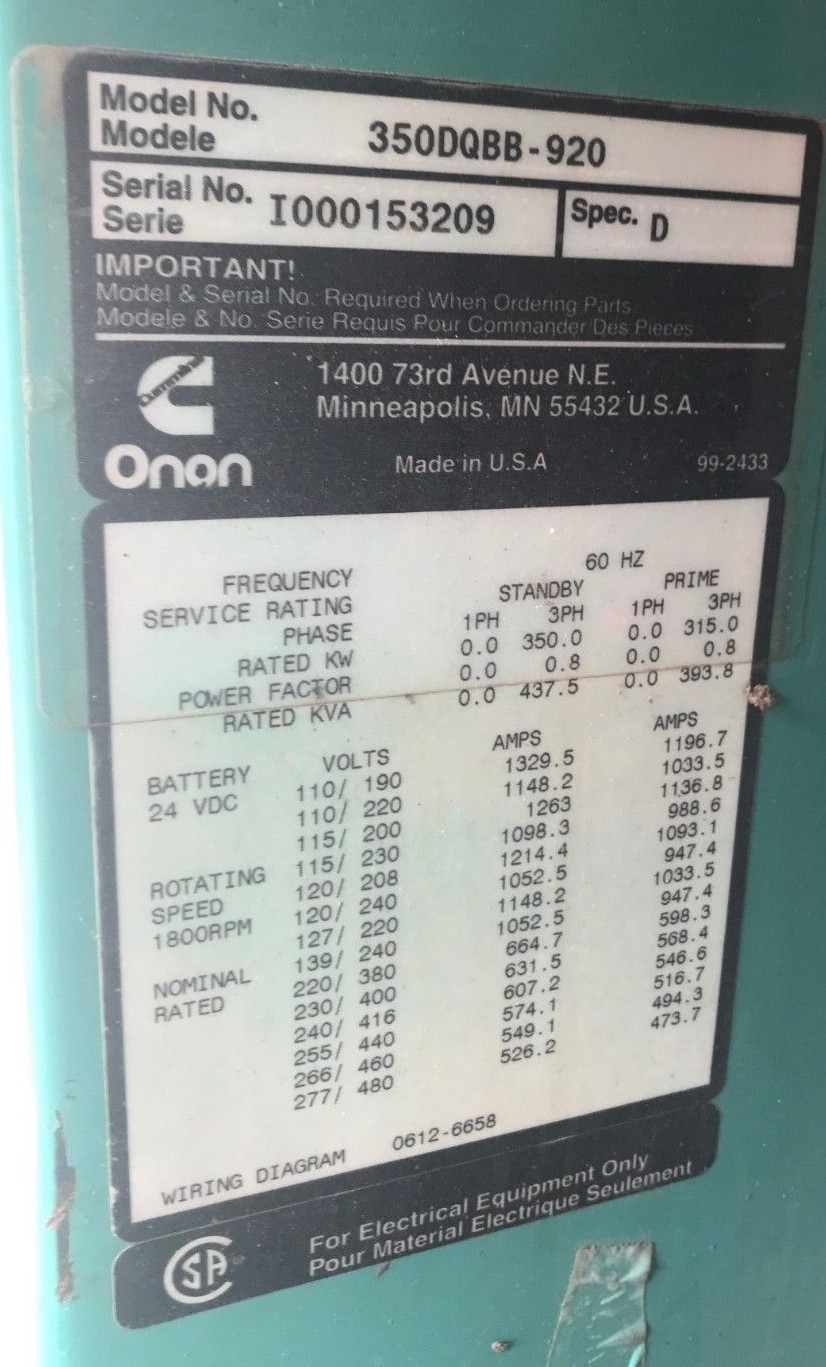 350kW Cummins Mobile Diesel Generator 350DQBB | S/N: I000153209