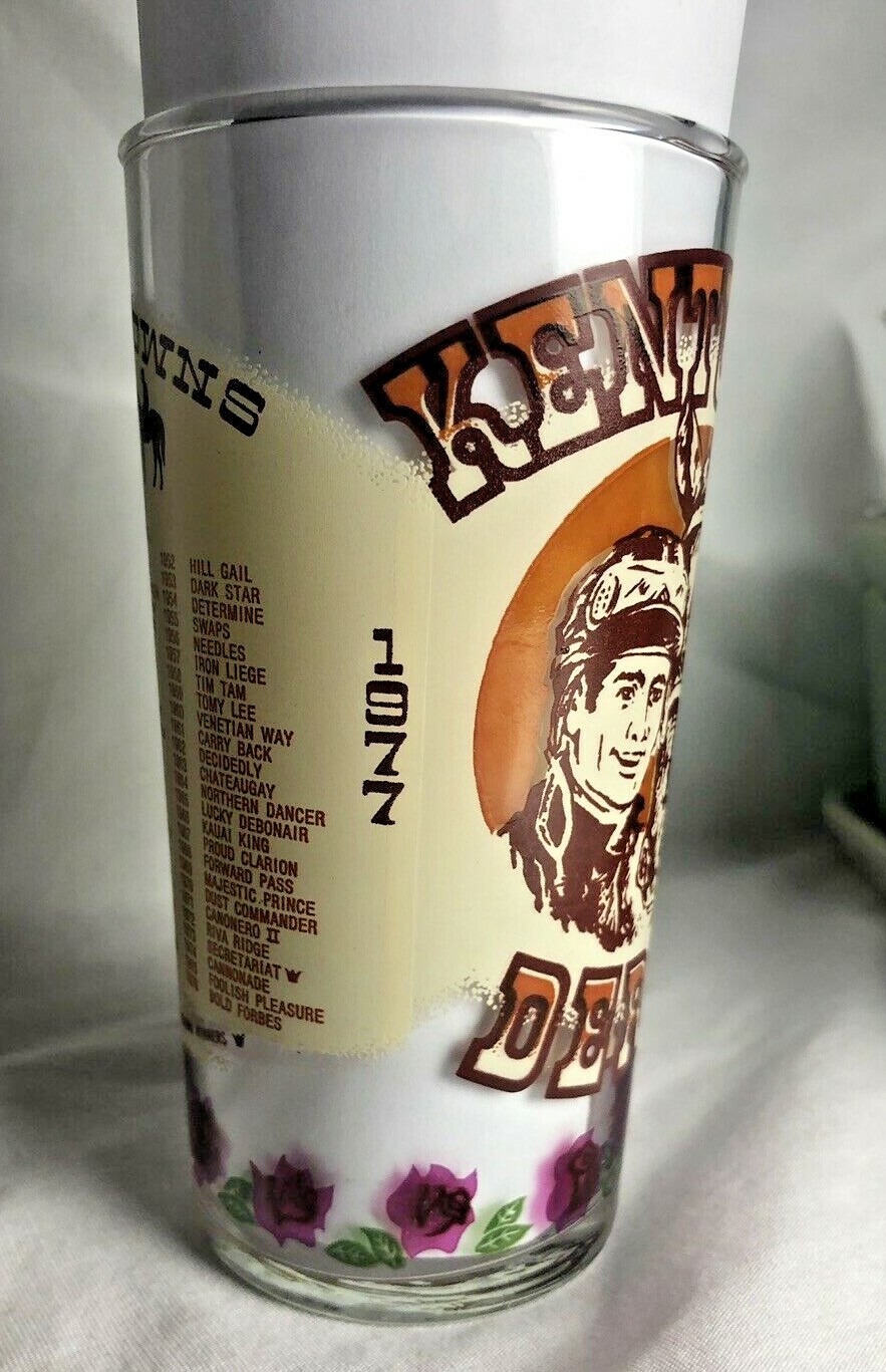 1977 Kentucky derby glass .Seattle Slew.Triple Crown Winner