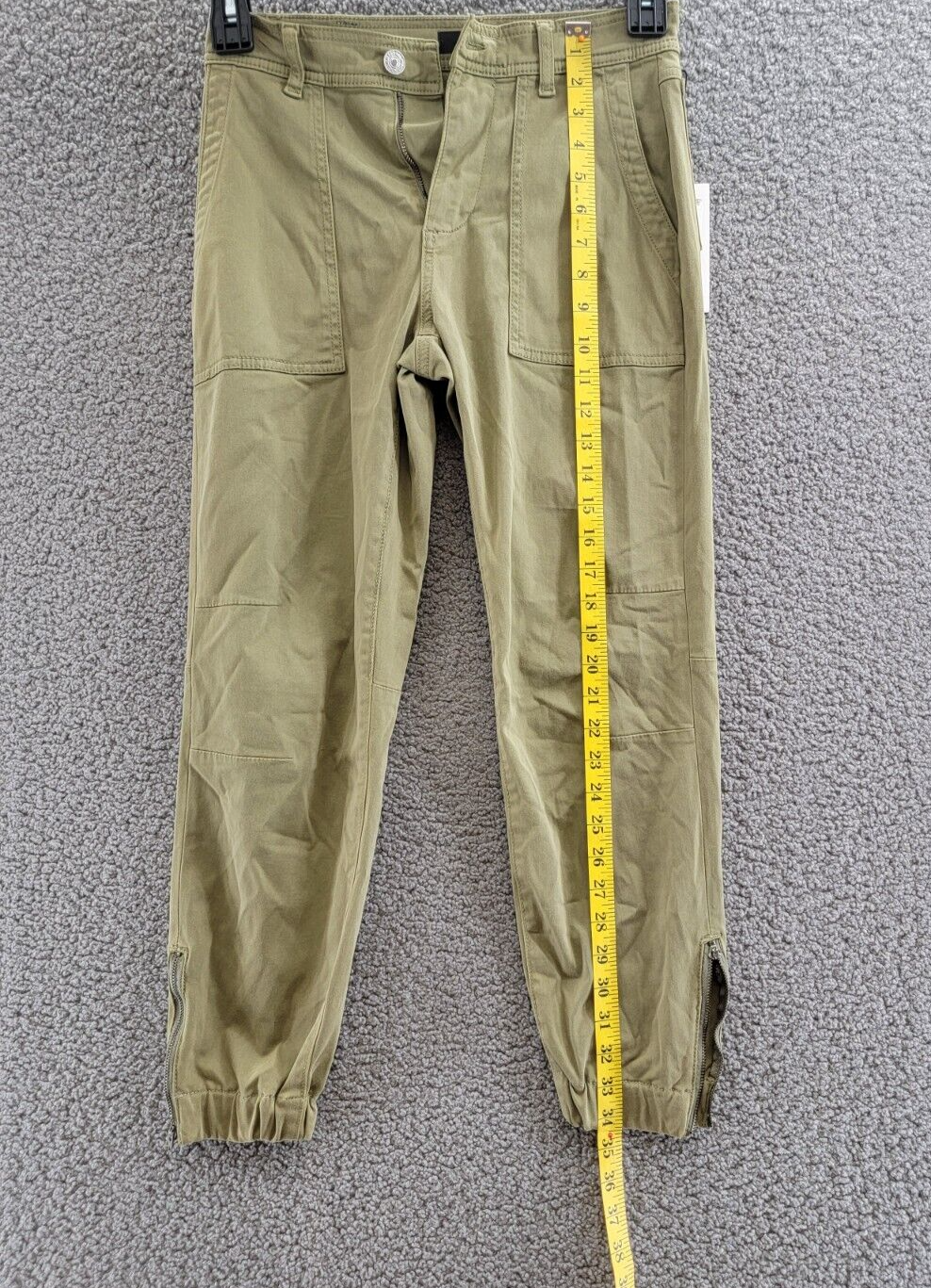 7 For All Mankind Darted Boyfriend Jogging Pants Women's 25 Sateen Army Tapered - Picture 11 of 22
