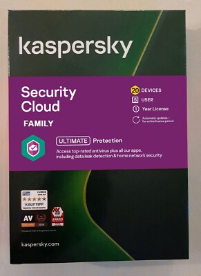 KIS / KTS  SECURITY CLOUD FAMILY 20 DEVICES 1 YEAR GLOBAL ACTIVATION NEW RETAIL