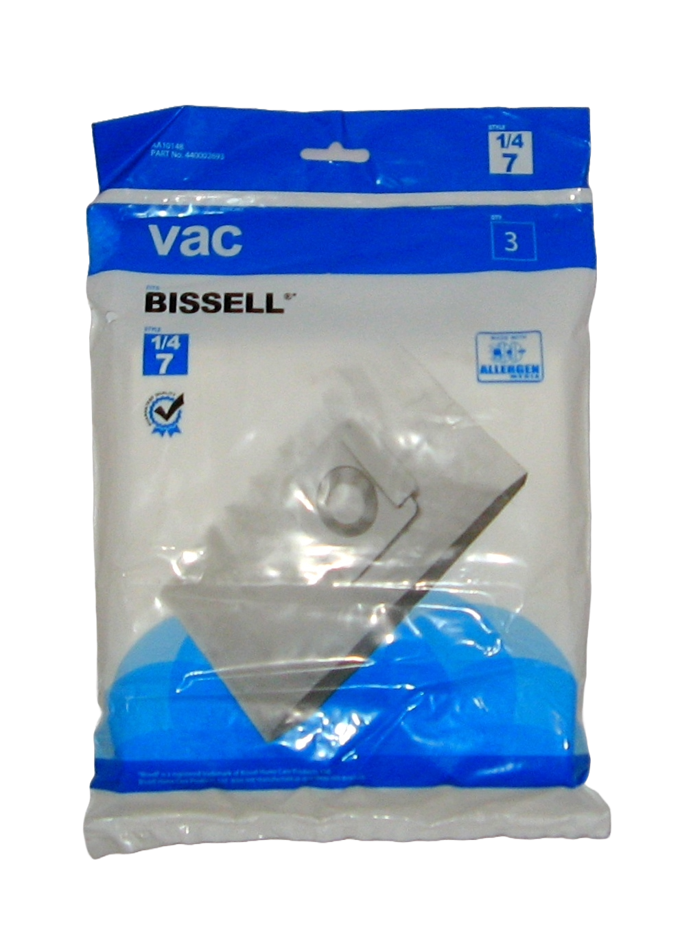 VAC Bissell Type 1/4 7 HEPA Vacuum Filter Bags 1 Pack of 3 AA10147 440002693