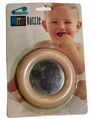Vintage Babies Best Mirror Rattle Teether Peach Retro Teething Toy Sealed