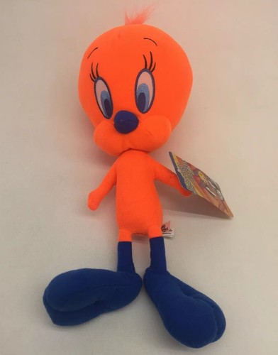 NWT Looney Tunes Fluorescent Orange Tweety Bird 14 Inch Plush Stuffed Animal