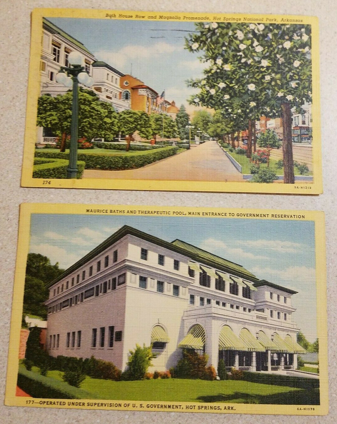 Vtg LOT 8 ARKANSAS POSTCARD Hot Springs FOUNTAIN of YOUTH Buckstaff Baths & More