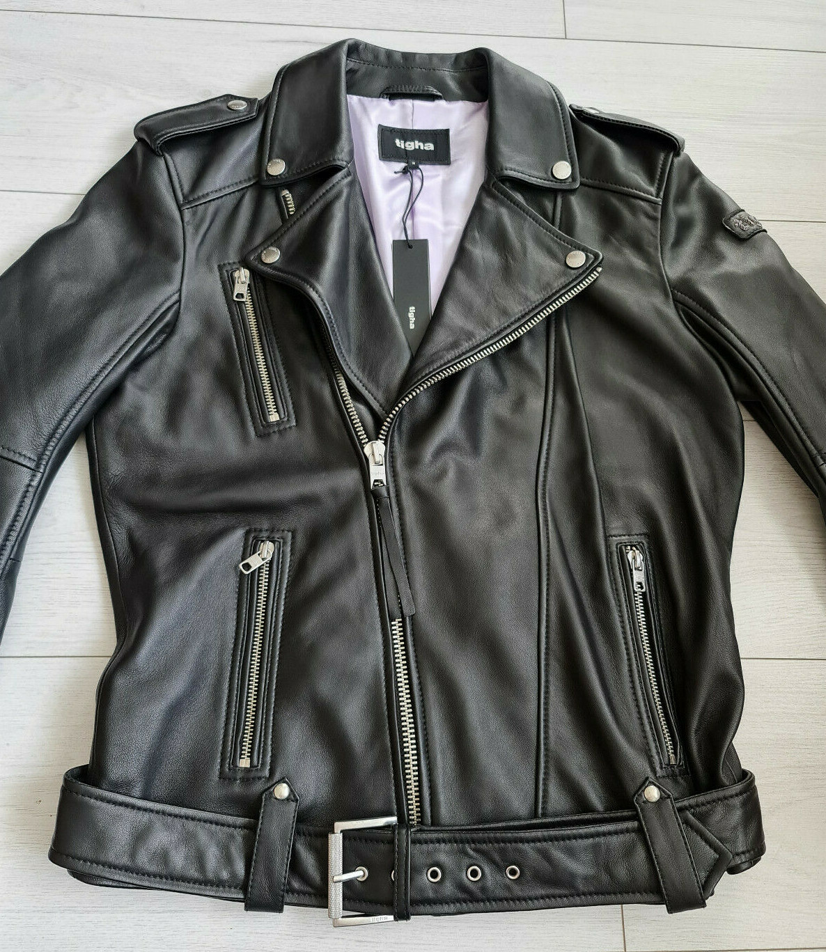 TIGHA TIGHA HERREN BIKER LEDERJACKE BONE BLACK SIZE L
