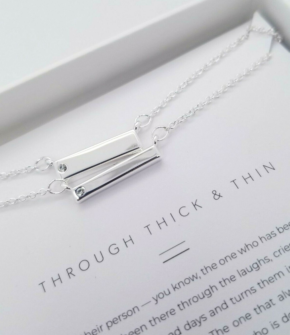 BRYAN ANTHONYS THROUGH THICK THIN NECKLACE SET SILVER TONE NICKEL FREE