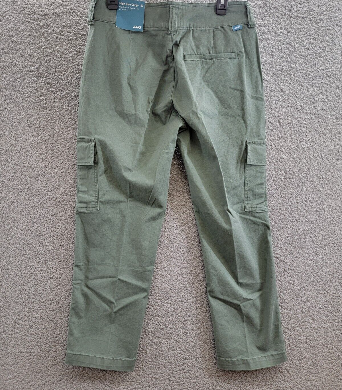 JAG High Rise Stretch Slim Tapered Leg Cargo Pants Women's 12/27 Sage Button Zip - Picture 12 of 18